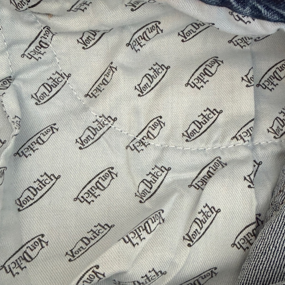 Von Dutch Y2K Low Rise Denim Micro Mini Skirt Eyeball Patch Size 30 NWT - Picture 13 of 16